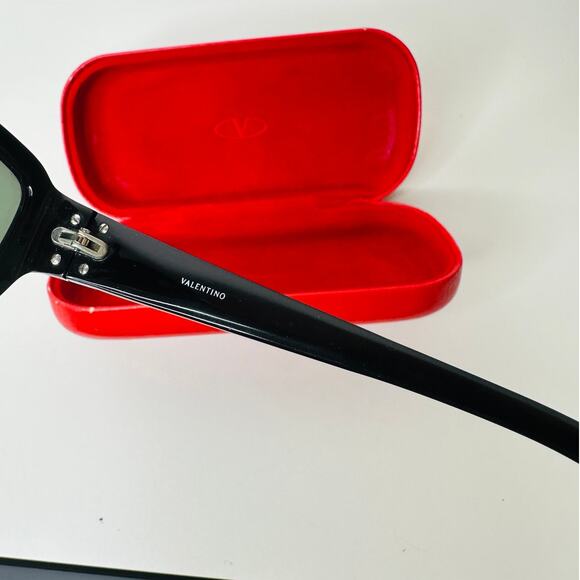 Valentino Black Sunglasses with Silver & Blue Bead Embellishment